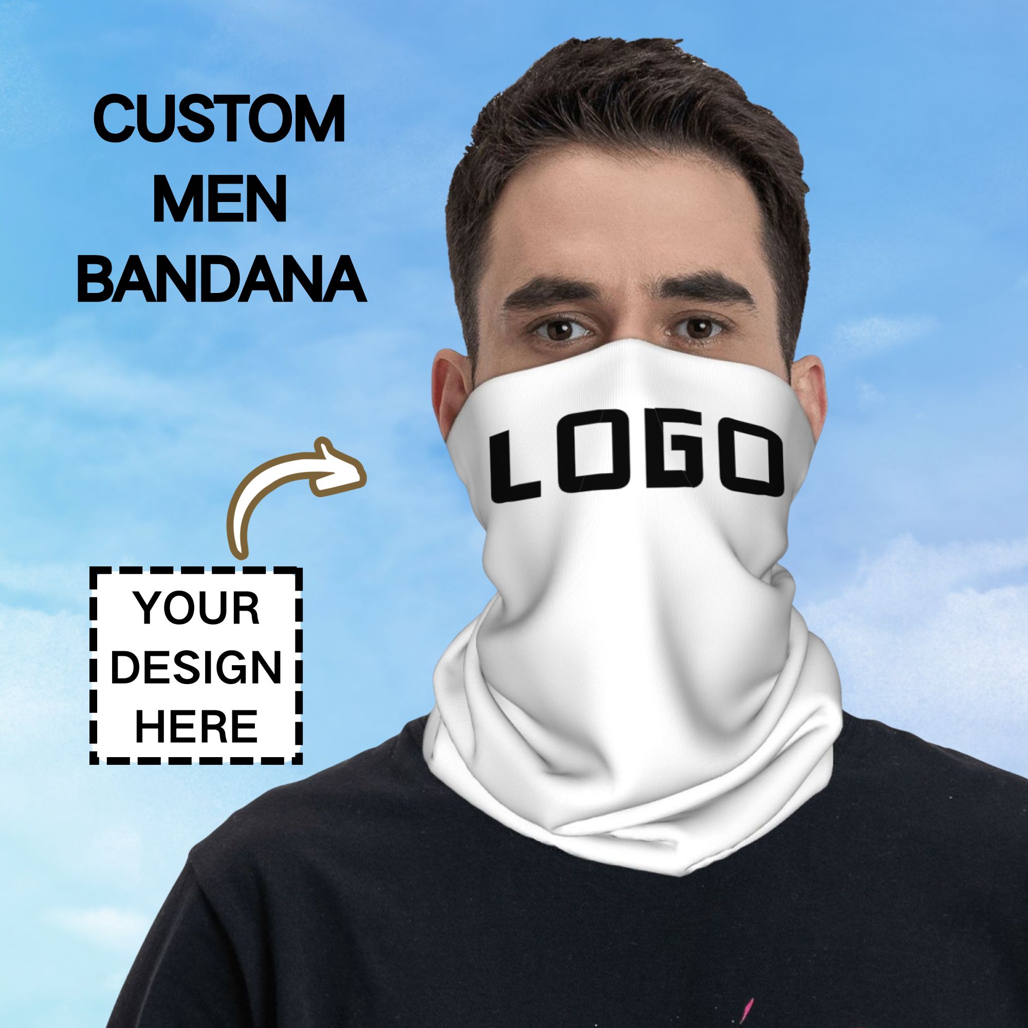Neck Gaiter Face Cover - Logo Foto Kustom Tanpa Jahitan Penutup