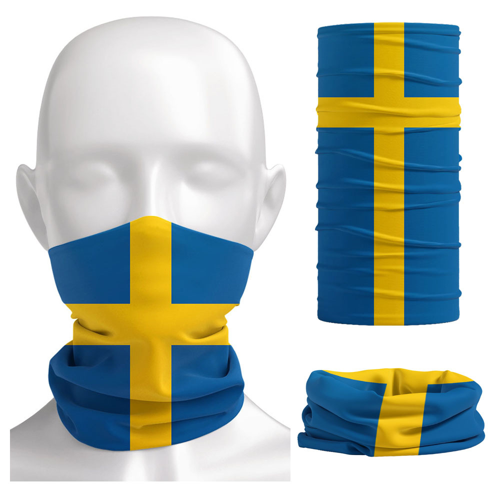 Neck Gaiter Face Cover - Bandana Bermotif Bendera Swedia, Penutup Kepala,