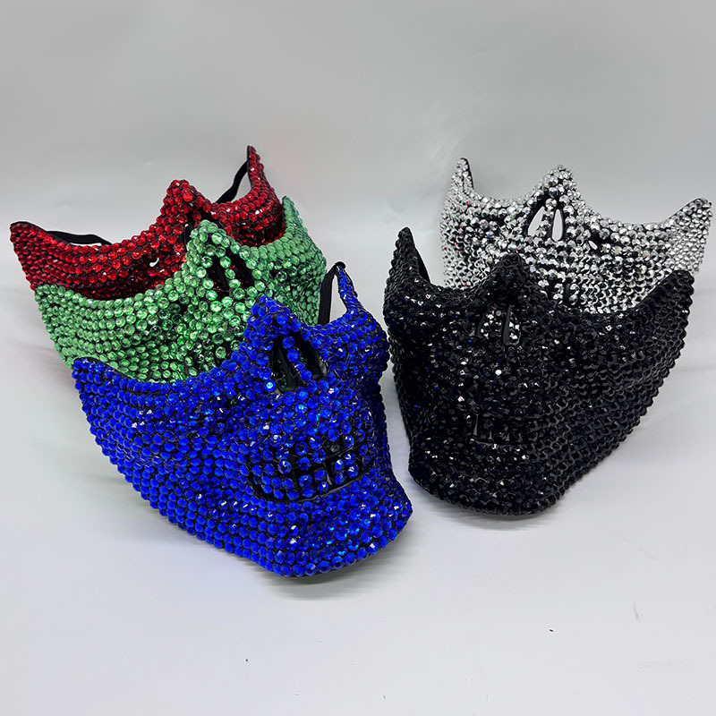 Respirator Half Face - Topeng Setengah Tengkorak Bertabur Kristal untuk