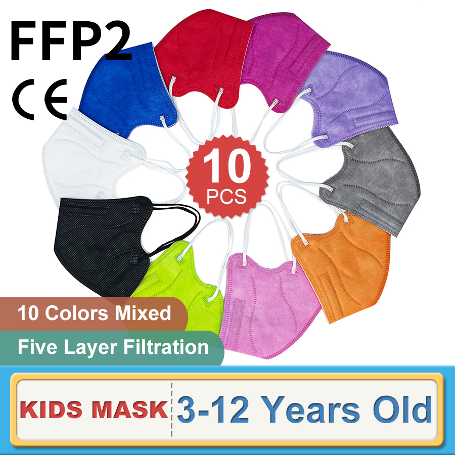 Kn95 Respirator Mask - Masker Wajah FFP2 anak-anak, 10 buah