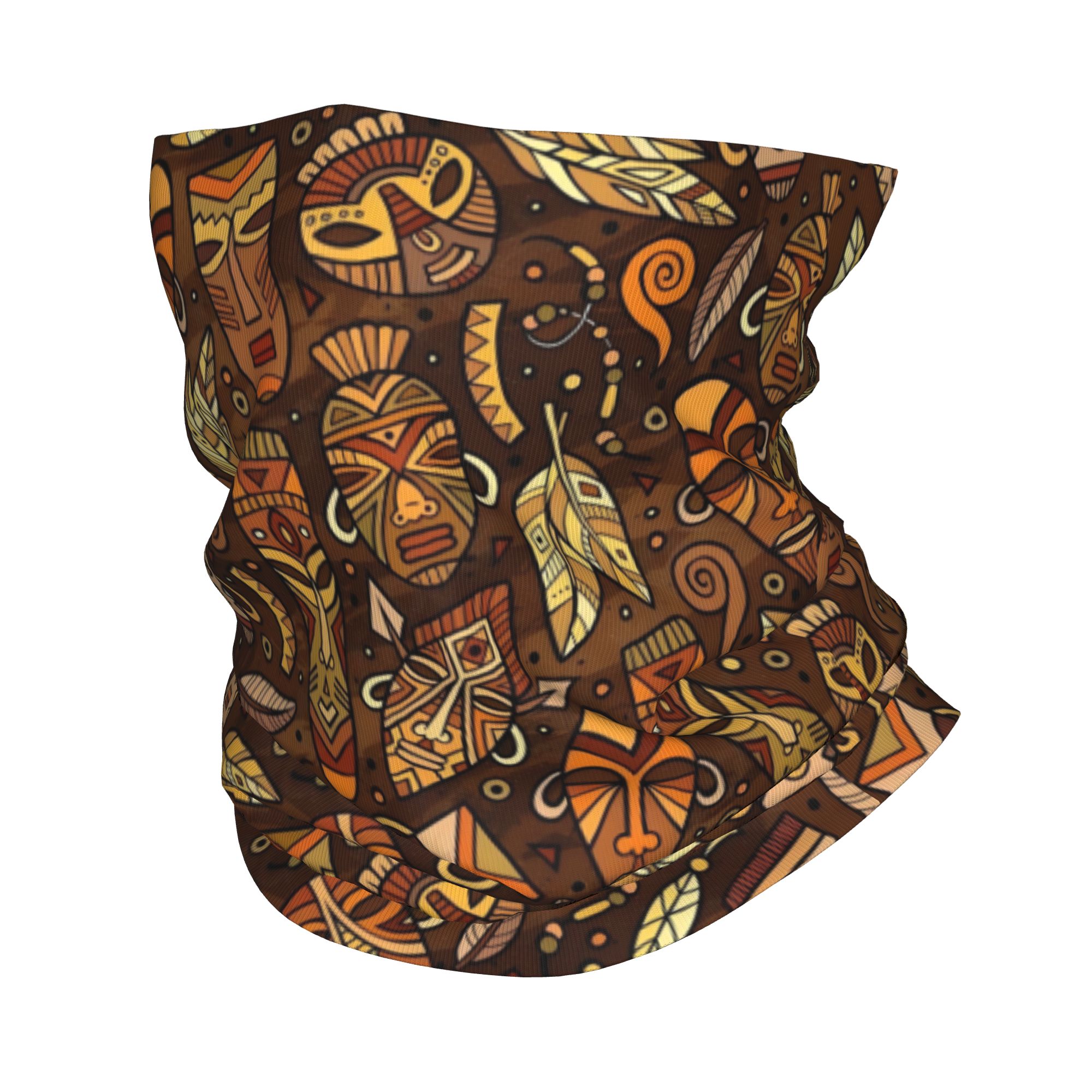 Neck Gaiter Face Cover - Bandana motif topeng suku adat, pelindung