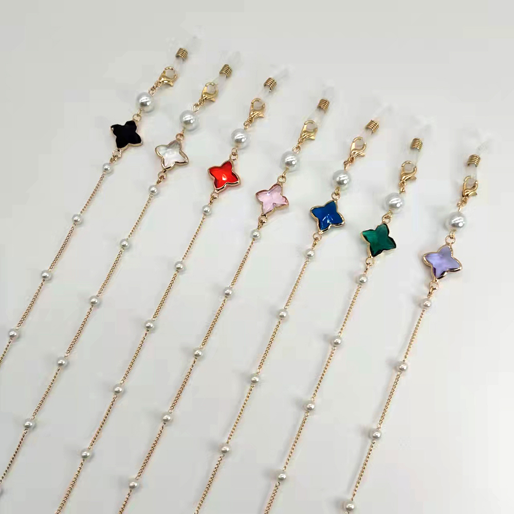 Mask Chain Holder - Kacamata Wanita Rantai Plastik Manik Kristal