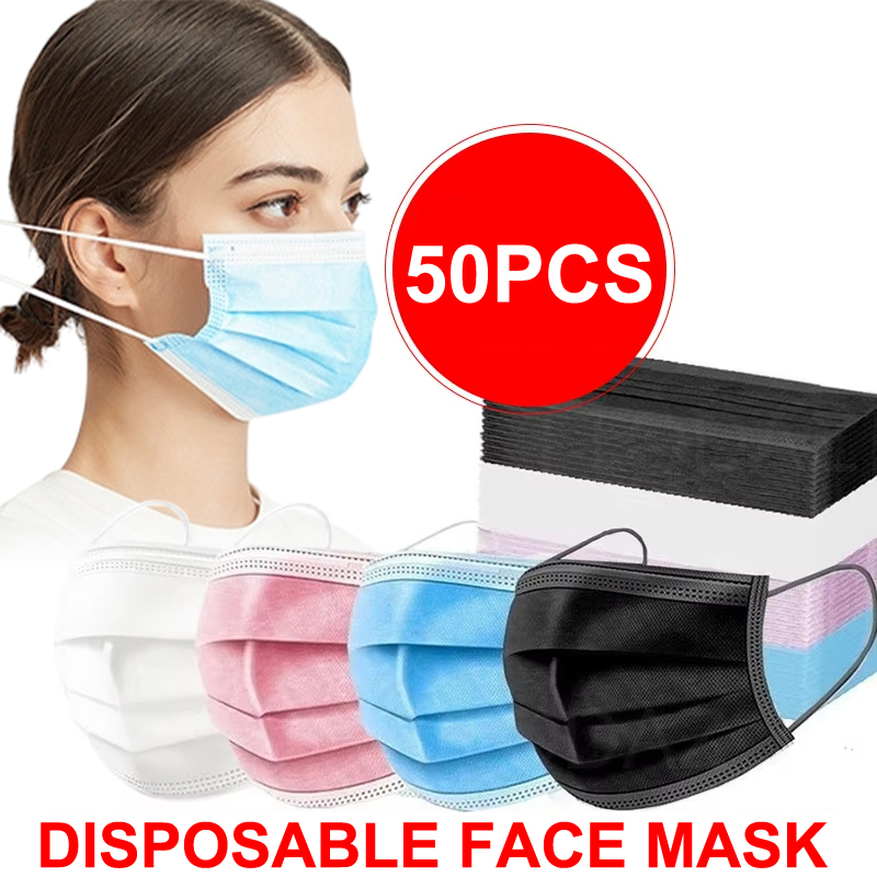 Black Face Mask Pack - 50 Buah Masker 3 Lapis Masker