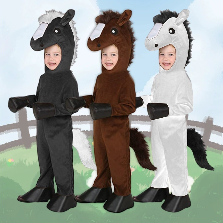 Black Face Mask Pack - Kostum Kuda Lucu Anak-anak Coklat Hitam