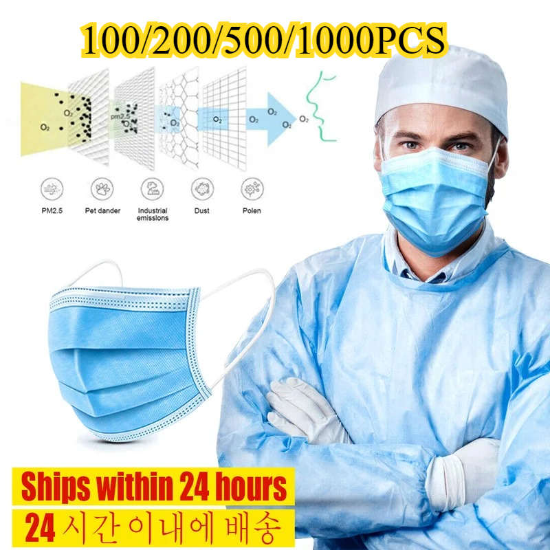 Disposable Mask Blue - Masker Wajah Sekali Pakai 3 Lapis-Masker