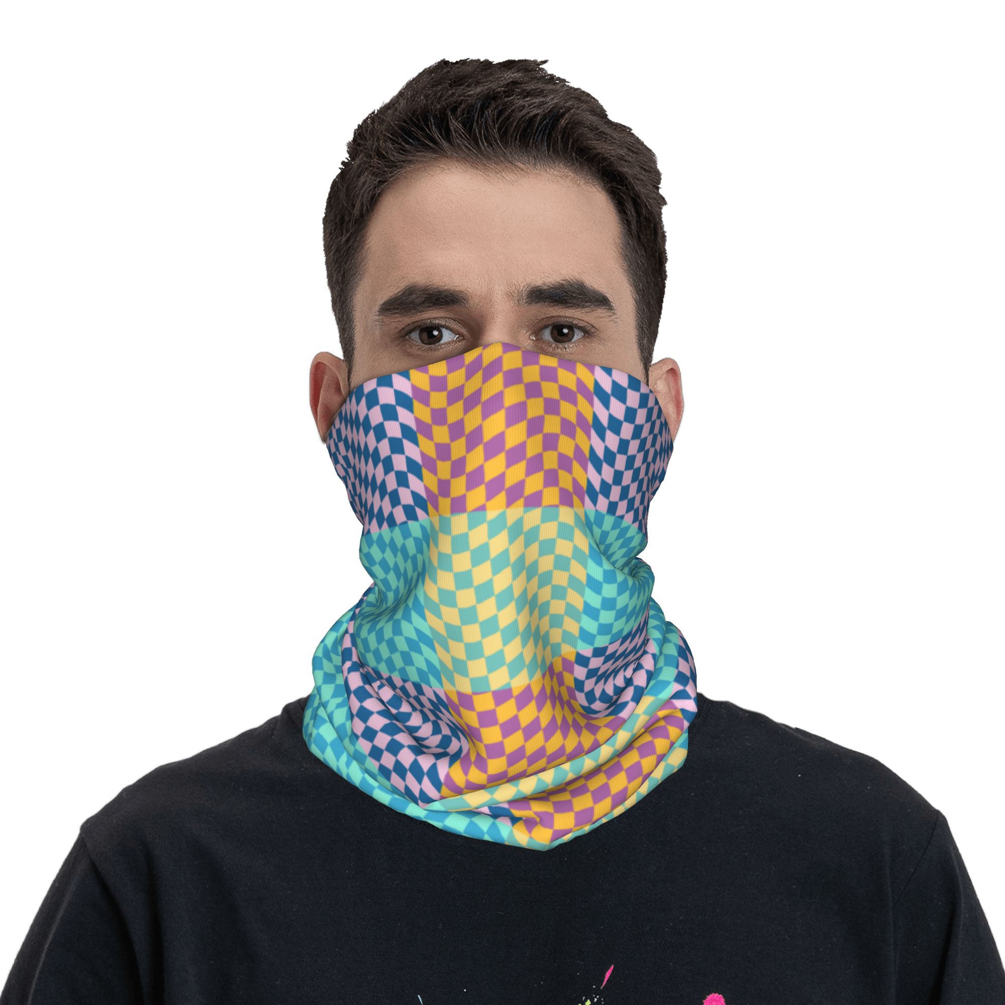 Bandana Leher Motif Kotak-kota - Neck Gaiter Face Cover ulasan dan harga
