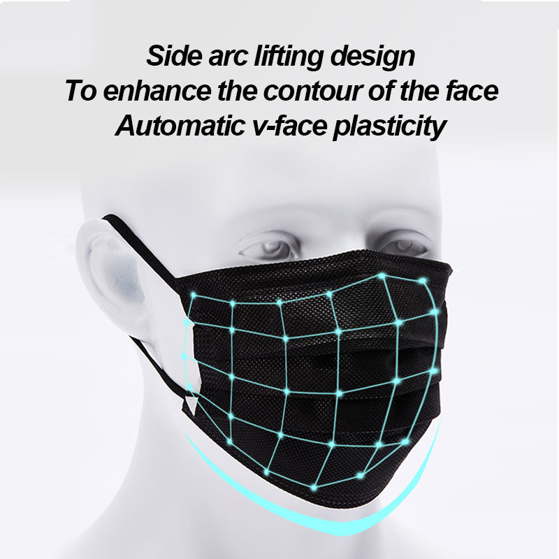 100-400pcs Masker Hitam Sekali - Disposable Surgical Mask ulasan dan harga